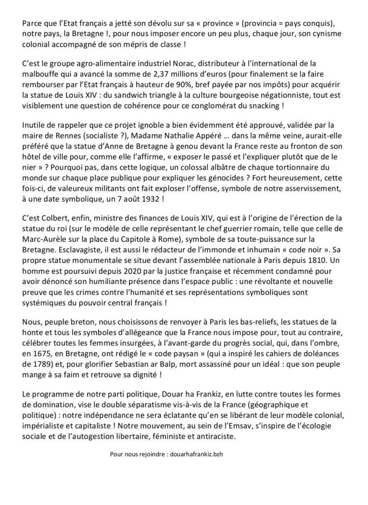 Tractage devant le musée des beaux-arts de Rennes