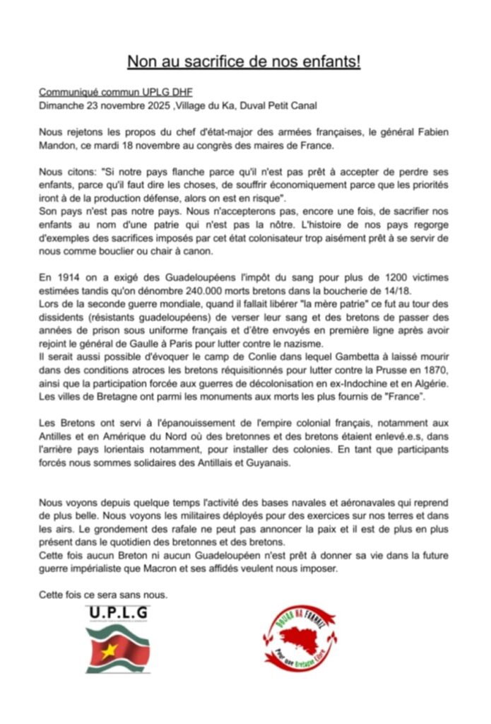 Non au sacrifice de nos enfants! 